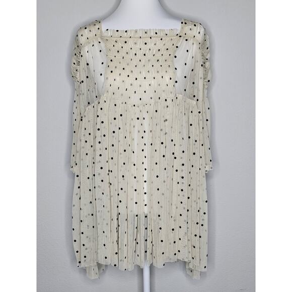 Free People Saya polka dot Sheer Mesh Tulle Baby doll Dress Size M - Picture 9 of 9